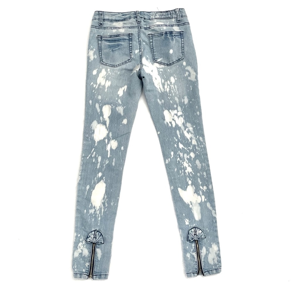 Genuine 25 Denim Blue Acid Wash Jeans with Bow and Zipper Detailing Size 3 / 4